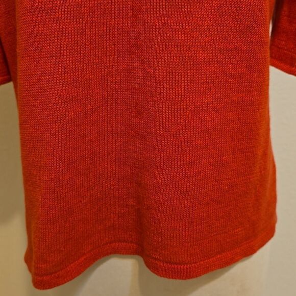 Eileen Fisher medium Cardigan Sweater Linen Orange Short Sleeve Open Front Women - Picture 4 of 10